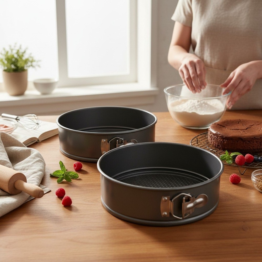 Mainstays Springform Pan Set 2 Piece 9in 10in Gray Brand New Non-Stick Bakeware